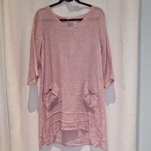 Click By Color Me Cotton Linen Women's Pink Tunic Top Size S